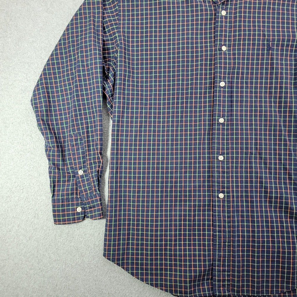 Ralph Lauren Shirt Mens Large Blue Check Long Sleeve Button Down Blake Cotton - Picture 4 of 10